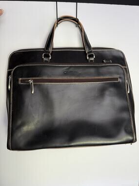 Vintage Franklin Covey Black Leather Laptop Briefcase 720455 Detachable Case